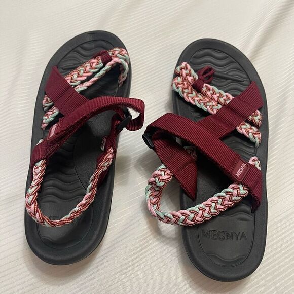 Megnya Sandals Woven Straps Open Toe Pull On Shoes Comfort Womens Size 38 US 8 - Picture 5 of 9